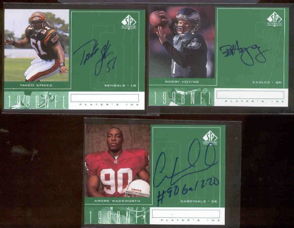 1998 SP Authentic Ftbl. “Player’s Ink Green”- 3 Diff. Autographs