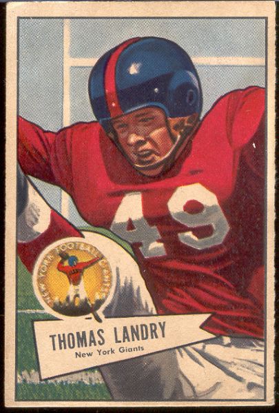 1952 Bowman Football Small- #142 Tom Landry, New York Giants –Hall of Famer! 
