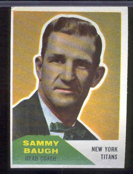 1960 Fleer Football- #20 Sammy Baugh, New York Titans