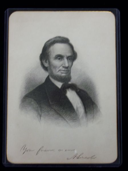 1882 Trautman “Presidents of the United States of America” Fine Steel Plate Engraving Card- Abraham Lincoln