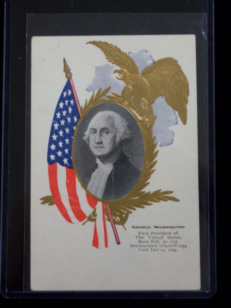 1908 George Washington “Flag and Eagle” Postcard