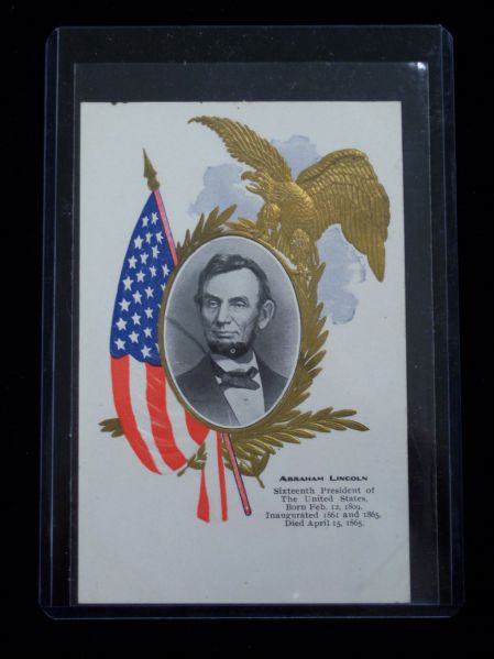 1908 Abraham Lincoln “Flag and Eagle” Postcard