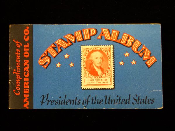 1936 Amoco(American Oil Co.) Presidents of the United States Stamp Album with Stamps Affixed