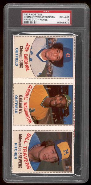 1977 Hostess Bb- Panel- #85 Cardenal/#86 C. Washington/#87 Travers-PSA Ex-Mt 6