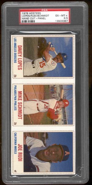 1978 Hostess Bb Panel- #112 Lopes/#113 Schmidt/#114 Rudi- PSA Ex-Mt+ 6.5 