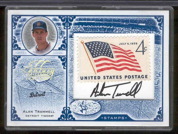 2005 Leaf Century Baseball- “Signature USA Flag”- #S-61 Alan Trammell, Tigers- #10/100 