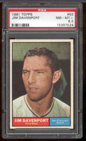 1961 Topps Bb- #55 Jim Davenport, Giants- PSA Nm-Mt+ 8.5