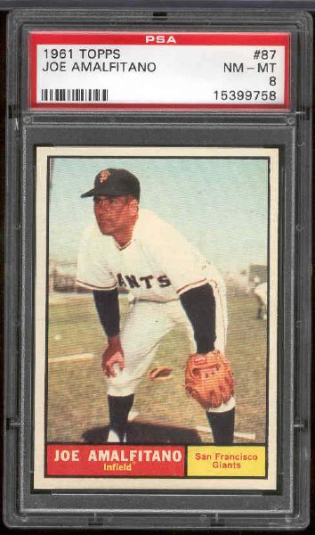 1961 Topps Bb- #87 Joe Amalfitano, Giants- PSA Nm-Mt 8 