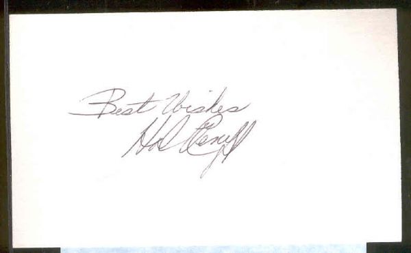 Autographed 3” x 5” Card-Signed on unlined side- “Best Wishes, Hal Reniff”