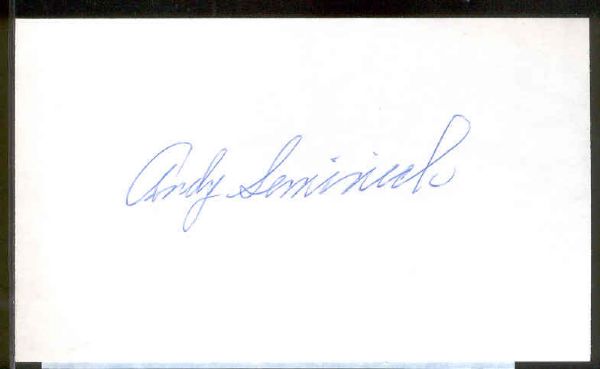 Autographed 3” x 5” Card-Signed on unlined side- “Andy Seminick”