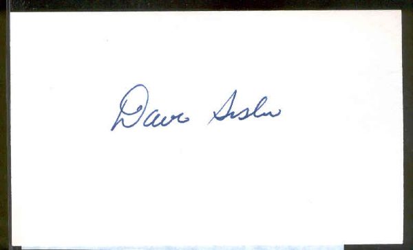 Autographed 3” x 5” Card-Signed on unlined side- “Dave Sisler”