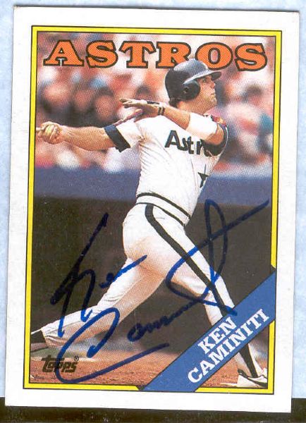 1988 Topps Bb- #64 Ken Caminiti, Astros- Autographed Card