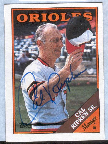 1988 Topps Bb- #444 Cal Ripken Sr. – Autographed Card