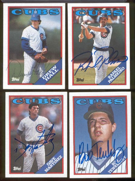 1988 Topps Bb- 4 Diff. Autographed Chicago Cubs Cards