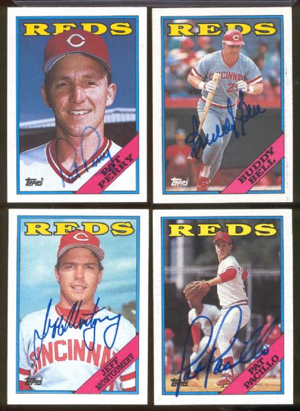 1988 Topps Bb- 7 Diff. Autographed Cinc. Reds Cards