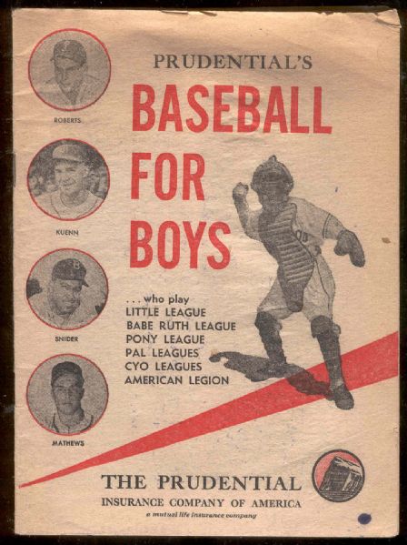 1955 Prudential Insurance Co.  “Baseball For Boys” Booklet