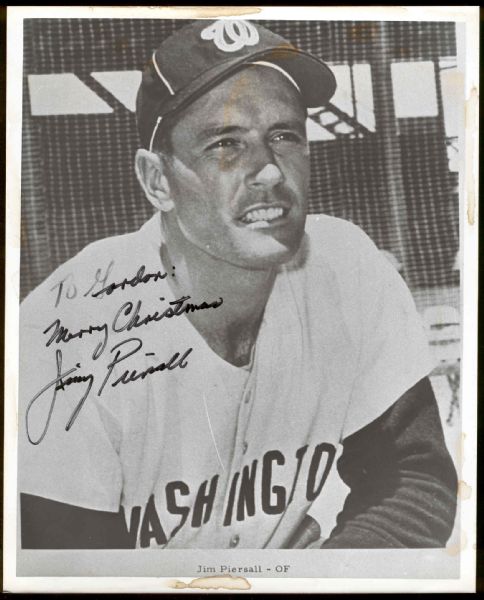 Jimmy Piersall Autographed B & W 2nd Generation 8x10” Senators Photo