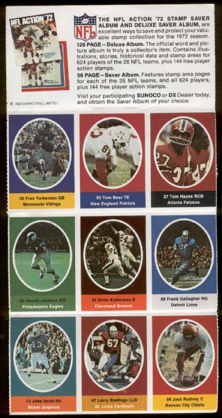 1972 Sunoco Football 9-Stamp Perforated Panels- 30 Panels