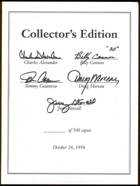 LSU Tigers Autographed 8-3/16” x 10-11/16” Bind-In “Collector’s Edition” Book Page Signed by Five Former Players!