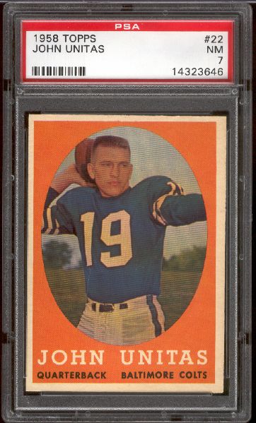 1958 Topps Football- #22 Johnny Unitas, Colts- PSA NM 7