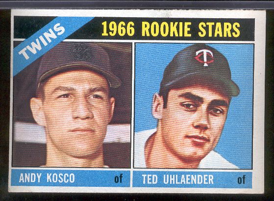 1966 Topps Bb- Blank Back- Twins Rookies- Andy Kosco/Ted Uhlaender