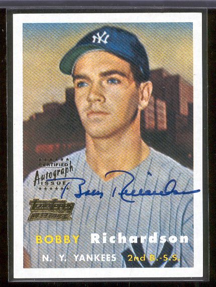 2001 Topps Bb- “Team Topps Legends Autographs”- #TT48R Bobby Richardson (‘57T) Yankees