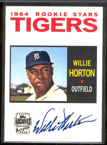 2001 Topps Archives Bb- “Autographs”- #TAA87 Willie Horton(‘64T), Tigers