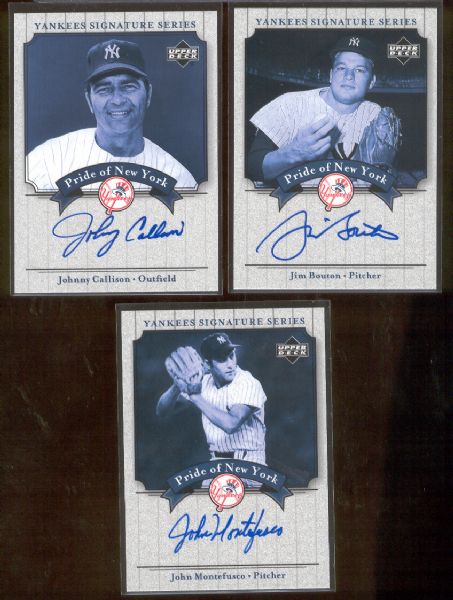 2003 Upper Deck Yankees Signature Bb- "Pride of New York Autographs"- 3 Diff