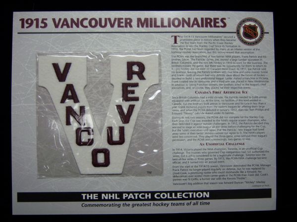 Willabee & Ward Hockey Patch- 1915 Vancouver Millionaires