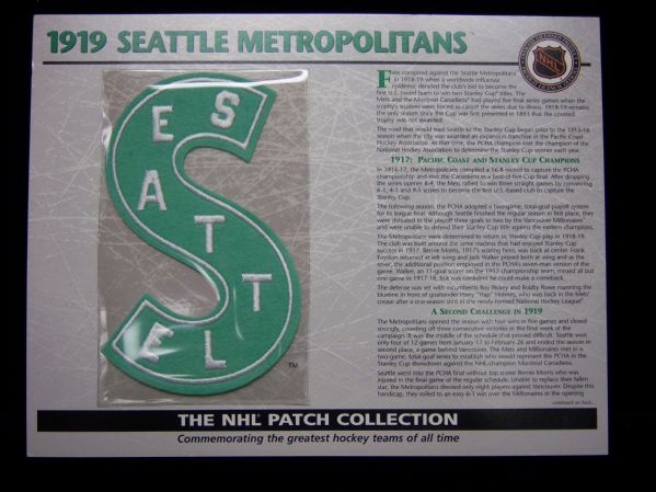 Willabee & Ward Hockey Patch- 1919 Seattle Metropolitans