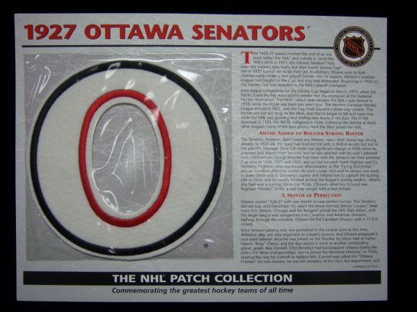 Willabee & Ward Hockey Patch- 1927 Ottawa Senators