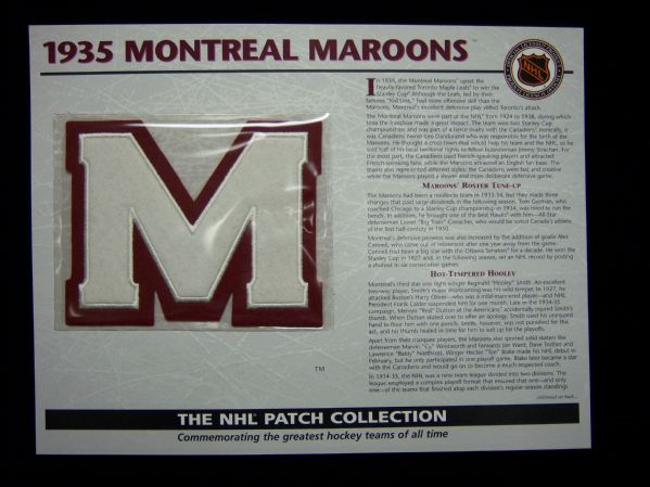 Willabee & Ward Hockey Patch- 1935 Montreal Maroons