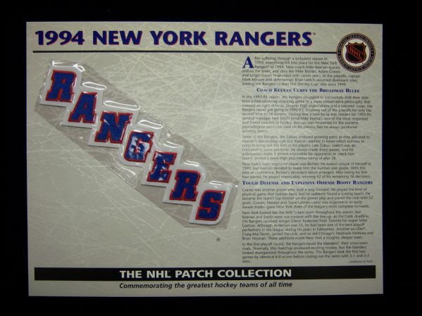 Willabee & Ward Hockey Patch- 1994 New York Rangers