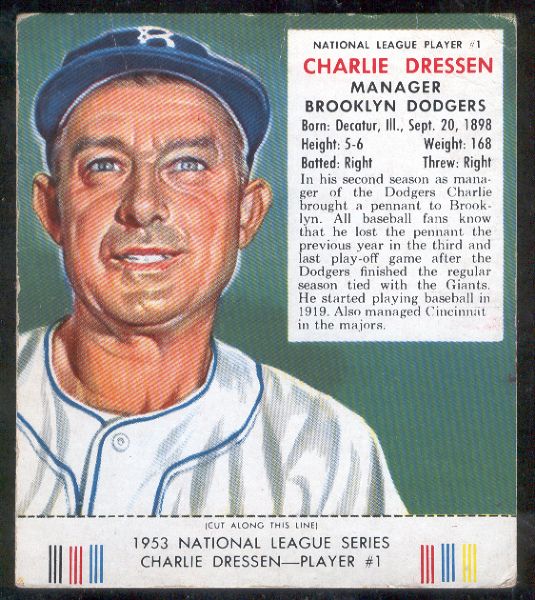 1953 Red Man with Tab- NL #1 Charlie Dressen, Dodgers