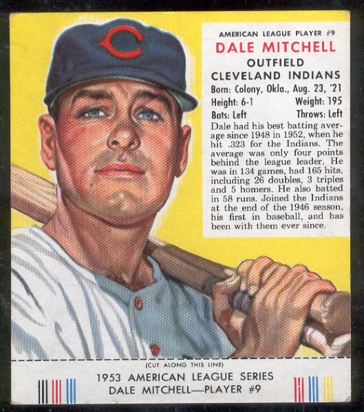 1953 Red Man with Tab- AL #9 Dale Mitchell, Indians