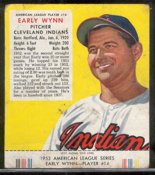 1953 Red Man with Tab- AL #14 Early Wynn, Indians