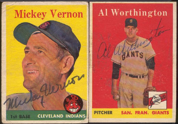 1958 Topps Bsbl.- 2 Diff. Autographed Cards