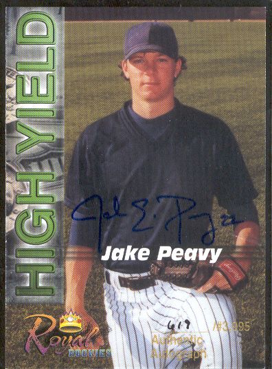 2001 Royal Rookies Minors Bsbl. “High Yield Autographs”- Jake Peavy