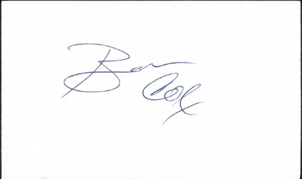 Autographed 3 x 5 Index Card- Bobby Cox