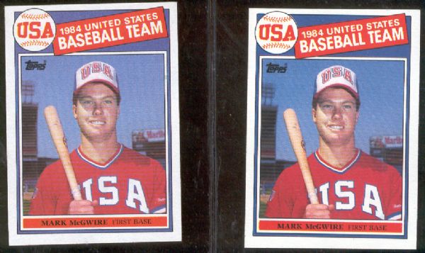 1985 Topps Bsbl. #401 Mark McGwire RC- 2 Cards