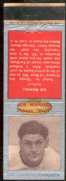 1938 Diamond Matchbook Ftbl. - Silver- Joe Maniaci, Bears