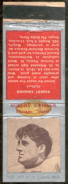 1938 Diamond Matchbook Ftbl. - Silver- Robert Swisher, Bears