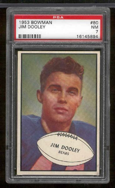 1953 Bowman Football- #80 Jim Dooley, Bears- PSA NM 7