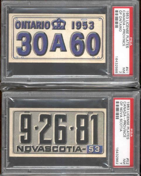 1953 Topps – License Plates- 2 Diff Graded cards.