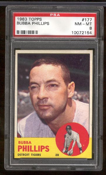 1963 Topps Bb- #177 Bubba Phillips, Tigers- PSA Nm-Mt 8