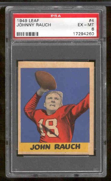1949 Leaf Football- #4 John Rauch,N Y Bulldogs-PSA Ex-Mt 6