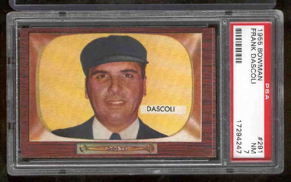 1955 Bowman Baseball- #291 Frank Dascoli, Umpire- PSA NM 7- Hi#