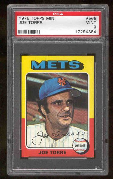 1975 Topps Bb Mini- #565 Joe Torre, Mets- PSA Mint 9 