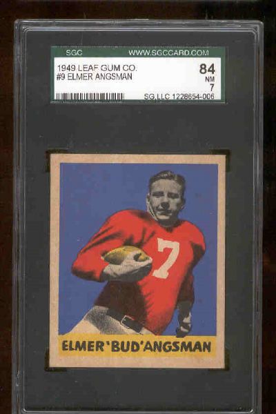 1949 Leaf Fb- #9 Elmer Angsman, Chicago Cardinals – SGC 84 NM 7