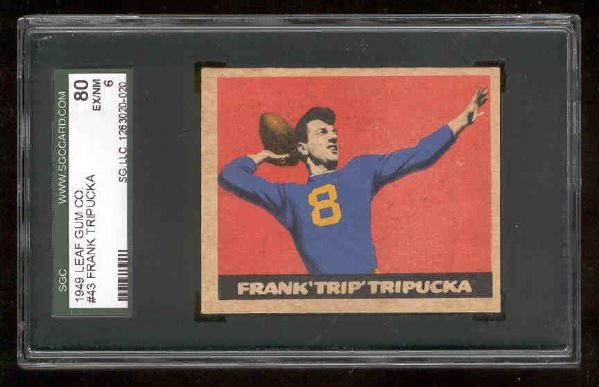 1949 Leaf Fb- #43 Frank Tripucka, Phila. Eagles- SGC 80 (Ex/NM 6)